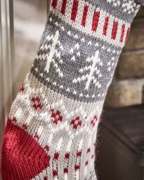 Dibor Set of 4 Grey Fair Isle Nostalgia Knit Xmas Gift Christmas Stocking in Red - Size: 4 Pack - thumbnail 3
