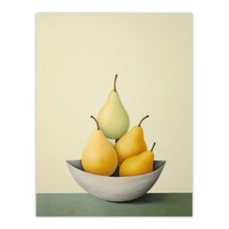 "Wee Blue Coo Wall Art Print All Gone Pear Shaped Oil Painting Sage Green Orange Bright Fruit Poster in Yellow - Size: W18"" x H24""" - thumbnail 1