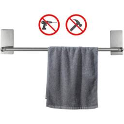 KORVIXA Self Adhesive Towel Rail Bathroom Towel Holder in Silver - thumbnail 3