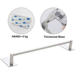 KORVIXA Self Adhesive Towel Rail Bathroom Towel Holder in Silver - thumbnail 1