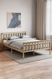 Home Discount Vida Designs Milan Single Double King Wooden Bed Frame High Foot Bedroom Furniture in Brown - thumbnail 2