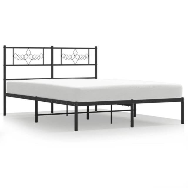 Berkfield Home Metal Bed Frame with Headboard Black 160x200 cm - image 1