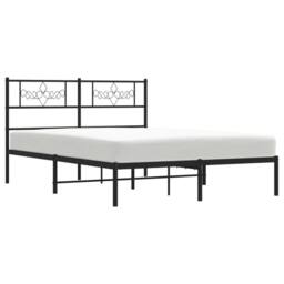Berkfield Home Metal Bed Frame with Headboard Black 160x200 cm - thumbnail 4