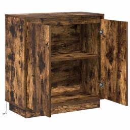 Berkfield Home Sideboard with LED, Smoked Oak, 71x34.5x75 cm, Engineered Wood in Brown - Size: 71x34.5x75 cm - thumbnail 7