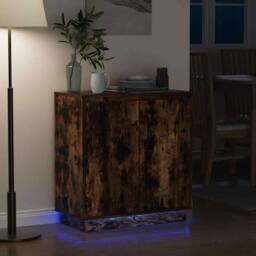 Berkfield Home Sideboard with LED, Smoked Oak, 71x34.5x75 cm, Engineered Wood in Brown - Size: 71x34.5x75 cm - thumbnail 6