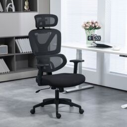 VINSETTO Mesh Office Chair Swivel Desk Chair with Adjustable Height in Black - thumbnail 1