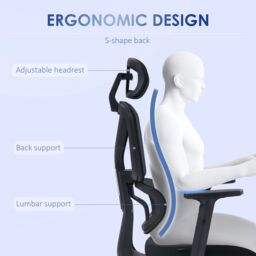 VINSETTO Mesh Office Chair Swivel Desk Chair with Adjustable Height in Black - thumbnail 4