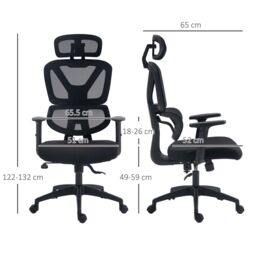 VINSETTO Mesh Office Chair Swivel Desk Chair with Adjustable Height in Black - thumbnail 3