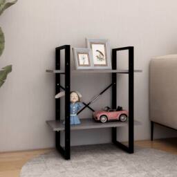 Berkfield Home 2-Tier Book Cabinet Grey 60x30x70 cm Solid Pine Wood - Size: 60 x 30 x 70 cm - thumbnail 3