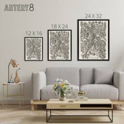 "Artery8 Alexander Senegat Design For Textiles Framed Canvas Wall Art Print in Black - Size: W12"" x H16""" - thumbnail 4