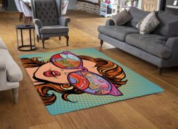 Benjamin Tate Design Woman With Sunglasses. Fast Food & Sweets In The Reflection Designer Rug in Natural - Size: Large - thumbnail 2