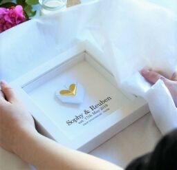 Afewhometruths Personalised First Anniversary Paper Heart - Origami Keepsake in White Frame in Gold - thumbnail 1