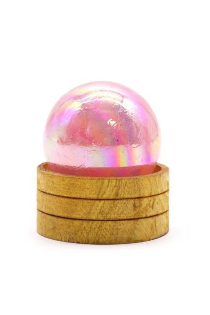 KDMD Rose Quartz Titanium Aura Sphere 50mm with Stand - Meditation & Decor in Pink - image 1