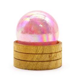 KDMD Rose Quartz Titanium Aura Sphere 50mm with Stand - Meditation & Decor in Pink - thumbnail 3