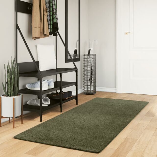 Berkfield Home Rug HUARTE Short Pile Soft & Washable Forest Green 80x200 cm - Size: Medium - image 1