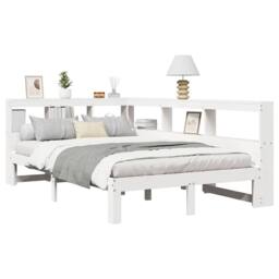 Berkfield Home Bookcase Bed without Mattress White 120x200 cm Solid Wood Pine - Size: Small Double - thumbnail 3