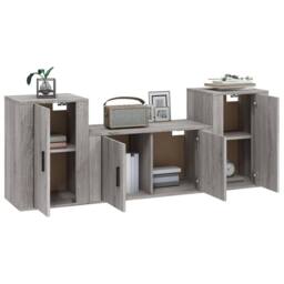 Berkfield Home Classic 3 Piece TV Cabinet Set Grey Sonoma Engineered Wood - thumbnail 1