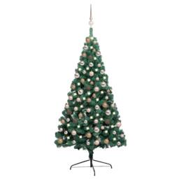 Berkfield Home Beautiful Artificial Half Pre-lit Christmas Tree with Ball Set Gr in Green - thumbnail 2