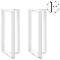 Berkfield Home Modern Bar Table Legs T-Shaped¬†2 pcs White 60x35x(110-111) cm Steel - thumbnail 1