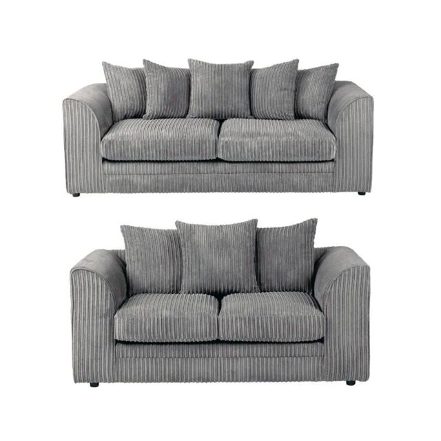 SOFA SCENE LTD CHICAGO JUMBO CORD 3+2 SOFA SET SUITE GREY - image 1