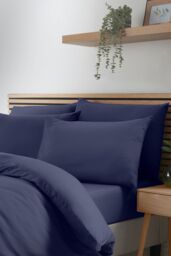 Catherine Lansfield So Soft Non Iron Duvet Cover Set in Navy - Size: Double - thumbnail 2