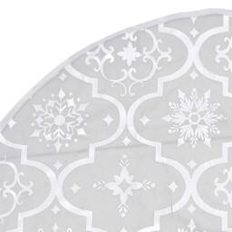 Berkfield Home Luxury Christmas Tree Skirt with Sock White 150 cm Fabric in Silver - thumbnail 6
