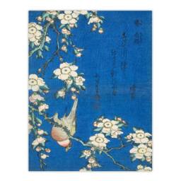 Artery8 Hokusai Framed Wall Art Print Bullfinch & Weeping Cherry Blossoms in Blue - Size: A4 - thumbnail 3