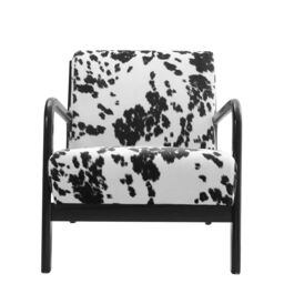 Living and Home Leopard Print Velvet Upholstered Armchair in Black - thumbnail 3