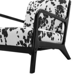 Living and Home Leopard Print Velvet Upholstered Armchair in Black - thumbnail 8