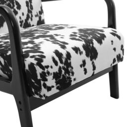 Living and Home Leopard Print Velvet Upholstered Armchair in Black - thumbnail 7