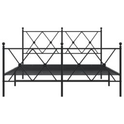 Berkfield Home Metal Bed Frame without Mattress with Footboard Black 137x190cm - Size: 137x190 cm - thumbnail 4