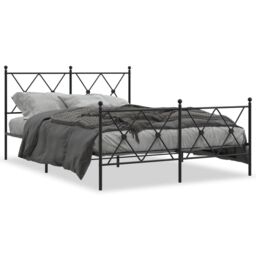 Berkfield Home Metal Bed Frame without Mattress with Footboard Black 137x190cm - Size: 137x190 cm - thumbnail 2