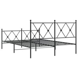 Berkfield Home Metal Bed Frame without Mattress with Footboard Black 137x190cm - Size: 137x190 cm - thumbnail 6