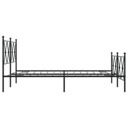 Berkfield Home Metal Bed Frame without Mattress with Footboard Black 137x190cm - Size: 137x190 cm - thumbnail 5