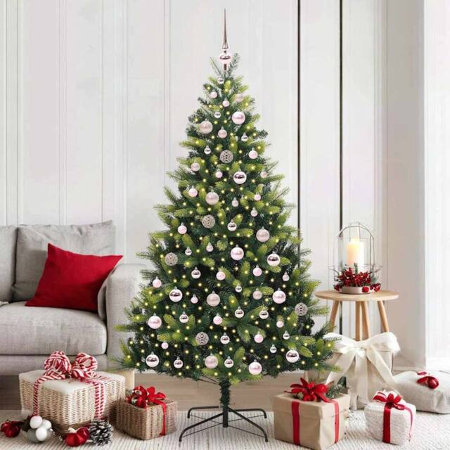 Berkfield Home Artificial Hinged Christmas Tree 300 LEDs Green 180 cm - image 1