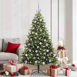 Berkfield Home Artificial Hinged Christmas Tree 300 LEDs Green 180 cm - thumbnail 1