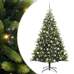 Berkfield Home Artificial Hinged Christmas Tree 300 LEDs Green 180 cm - thumbnail 2