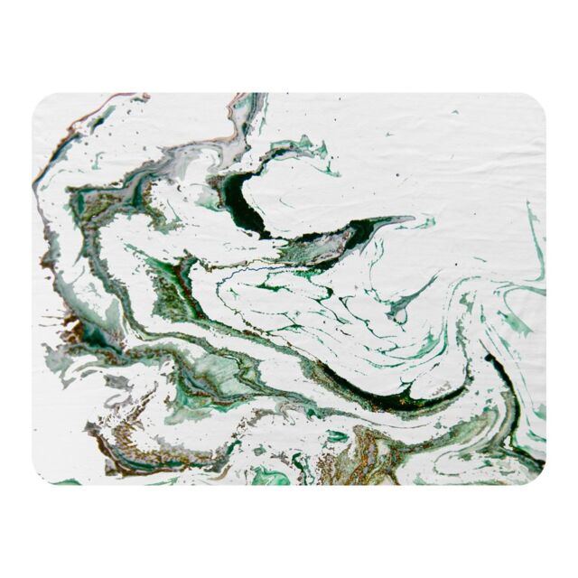 Benjamin Tate Design Gold & Green Marble Blanket in Natural - Size: 120 cm x 150 cm - image 1