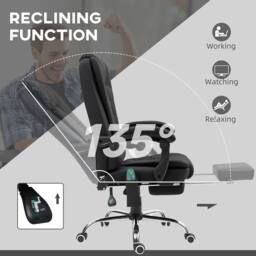 STILVORA Massage Office Chair with Reclining Back & Footrest in Black - thumbnail 7