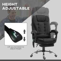 STILVORA Massage Office Chair with Reclining Back & Footrest in Black - thumbnail 8