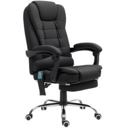 STILVORA Massage Office Chair with Reclining Back & Footrest in Black - thumbnail 5