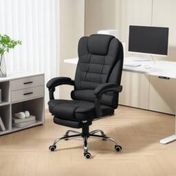 STILVORA Massage Office Chair with Reclining Back & Footrest in Black - thumbnail 2