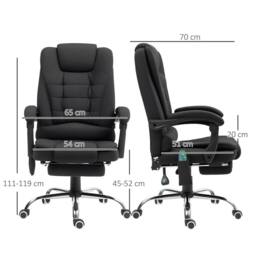STILVORA Massage Office Chair with Reclining Back & Footrest in Black - thumbnail 3