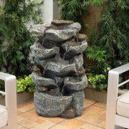 Kelvenix Water Feature for garden Cascading Rock Fountain in Grey - Size: 0.6m2 - thumbnail 5