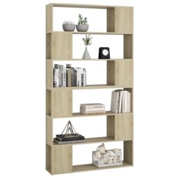 Berkfield Home Book Cabinet Room Divider Sonoma Oak 100x24x188 cm in Brown - Size: 100 x 24 x 188 cm - thumbnail 4