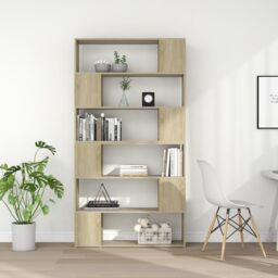 Berkfield Home Book Cabinet Room Divider Sonoma Oak 100x24x188 cm in Brown - Size: 100 x 24 x 188 cm - thumbnail 3