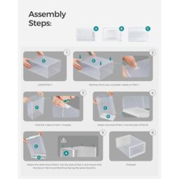 SONGMICS Pack of 12 Stackable Storage Organisers Foldable Medium Sized Boxes in White - thumbnail 6