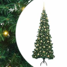 Berkfield Home Corner Artificial Christmas Tree Green 210 cm PVC & Metal - thumbnail 2
