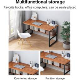 Havendro Home Office Study Desk Computer Desk Writing Desk Table in Dark Brown - thumbnail 4