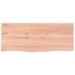Berkfield Home Wall Shelf Light Brown 100x40x2 cm Treated Solid Wood Oak - Size: 100 x 40 x 2 cm - thumbnail 2